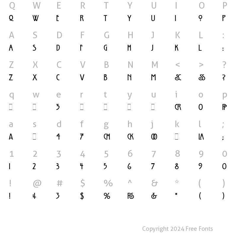 Character Map of Willow LET Plain