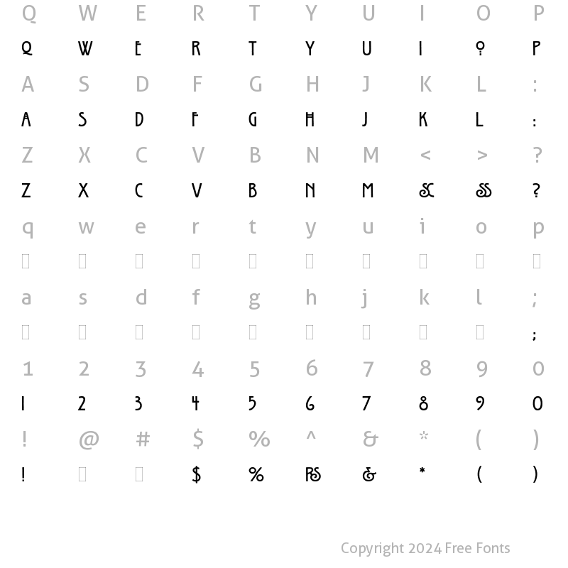 Character Map of Willow Plain Regular