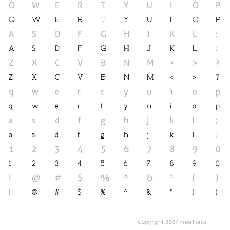 Character Map of Willpower Slab Semilight