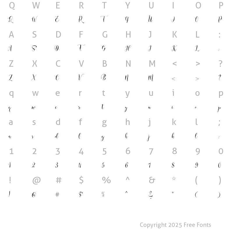 Character Map of Willshering Regular