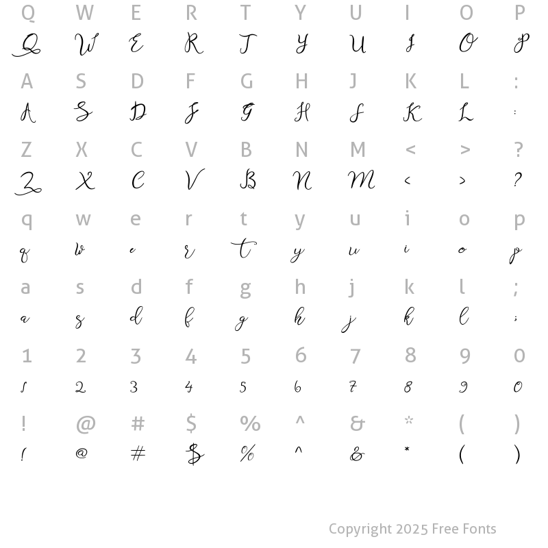 Character Map of willshiffe Regular
