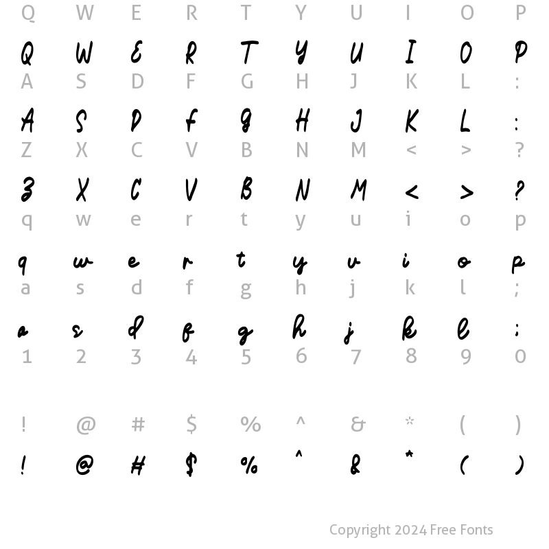 Character Map of Willstones Regular