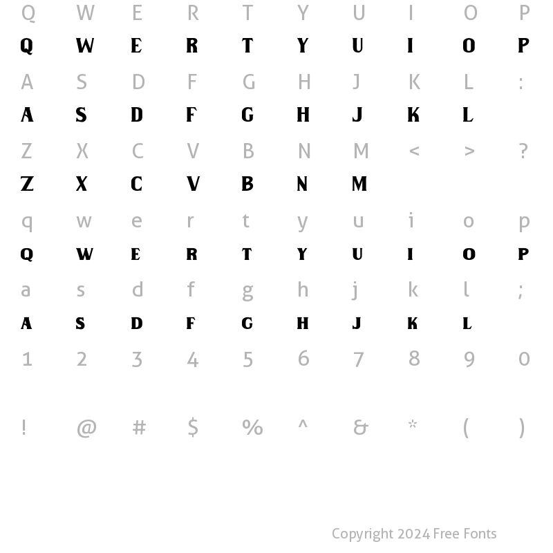 Character Map of Wilson hawk demo Regular