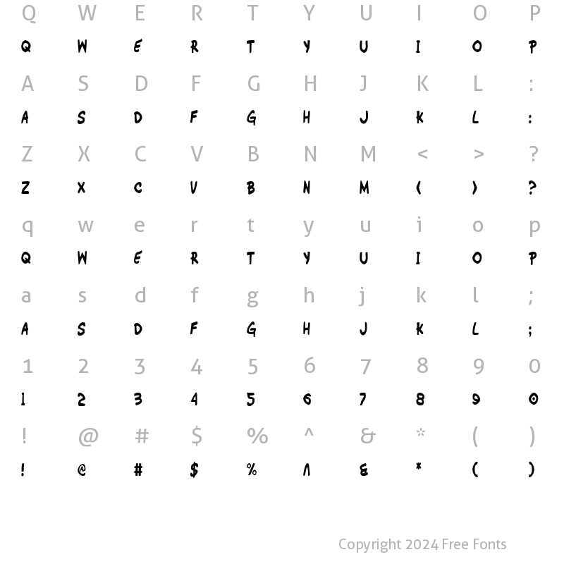 Character Map of Wimp-Out Condensed Condensed