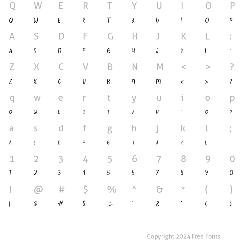 Character Map of Wind Palm Regular