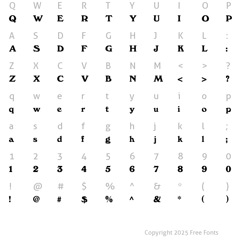 Character Map of Windfall Regular