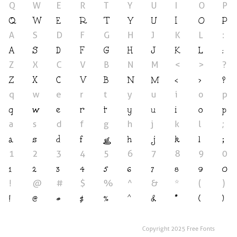 Character Map of Windrow Hand Light Regular