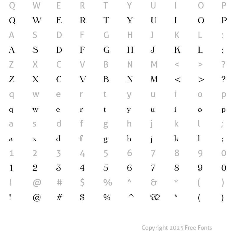 Character Map of Windsor Lt BT Light