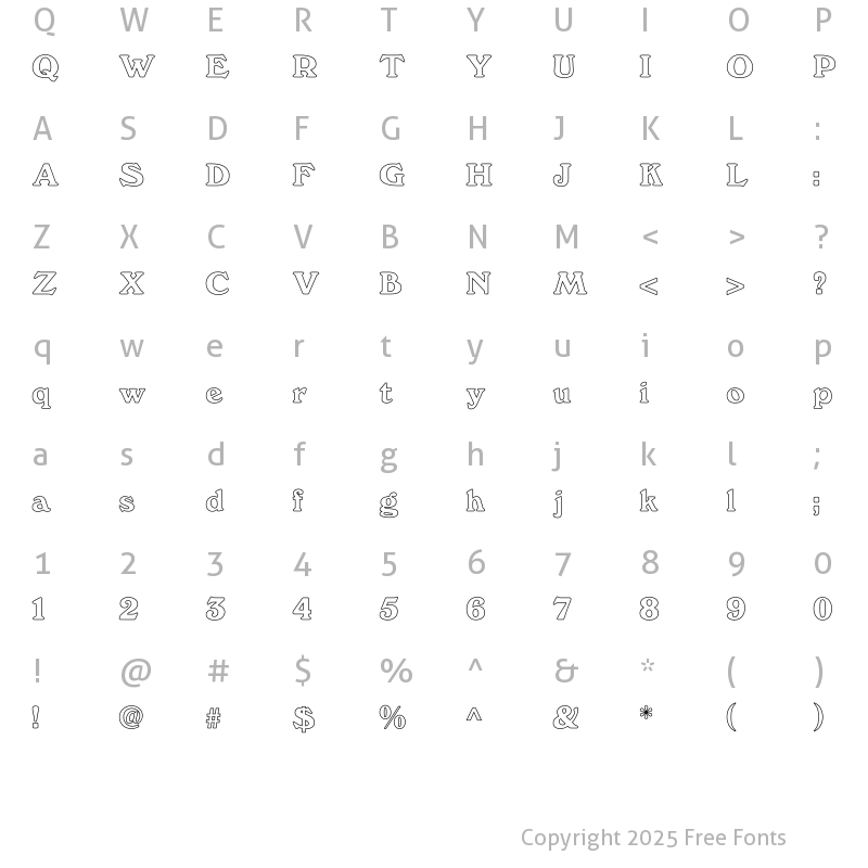 Character Map of WindsorDemi.fog Hollow Regular