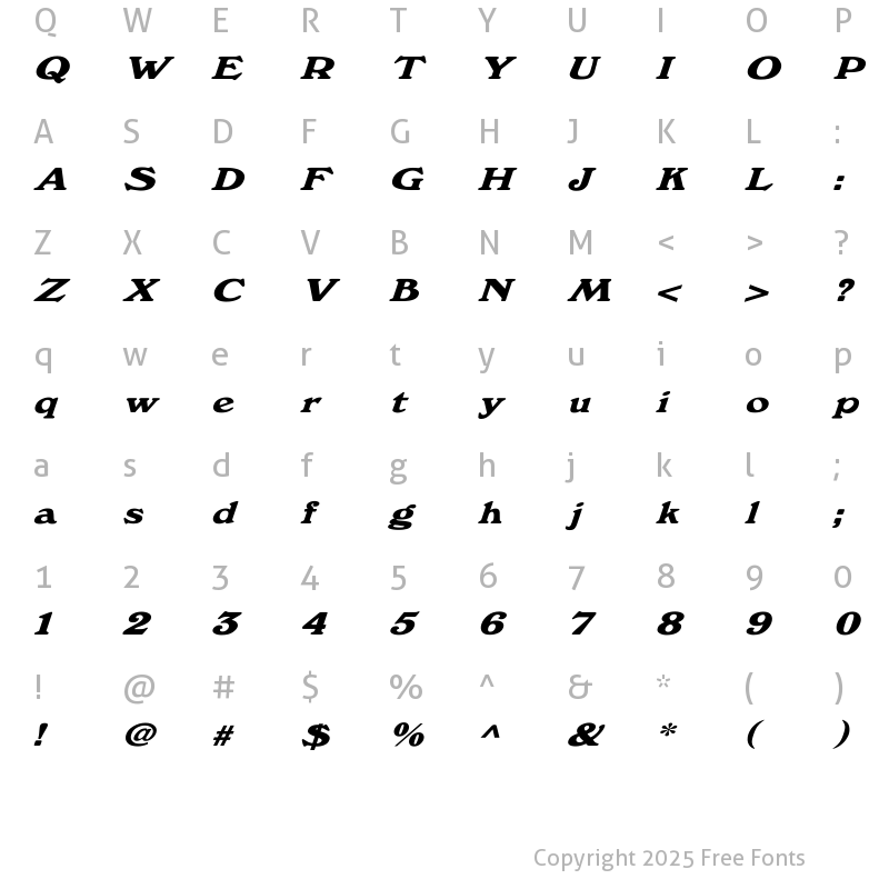 Character Map of WindsorDemi.fog Wd Italic Regular