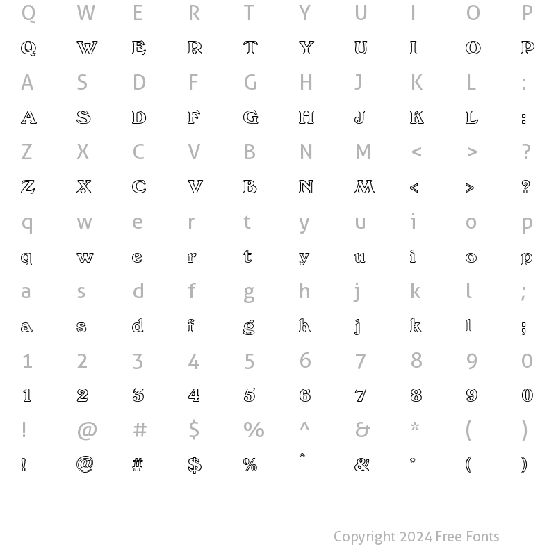 Character Map of WindsorOutline Regular