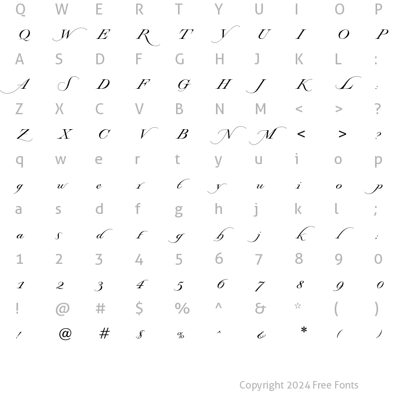 Character Map of WindsorSword Regular