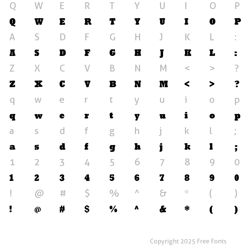 Character Map of WindyCitySlab Regular