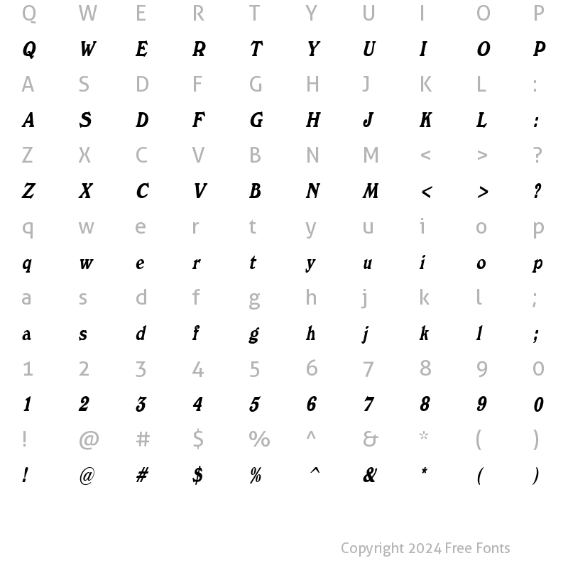 Character Map of Windz Condensed Italic