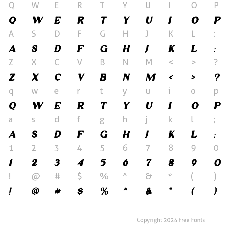 Character Map of Winfield Italic