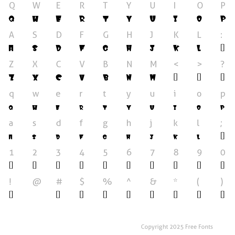 Character Map of WinksFilled Regular