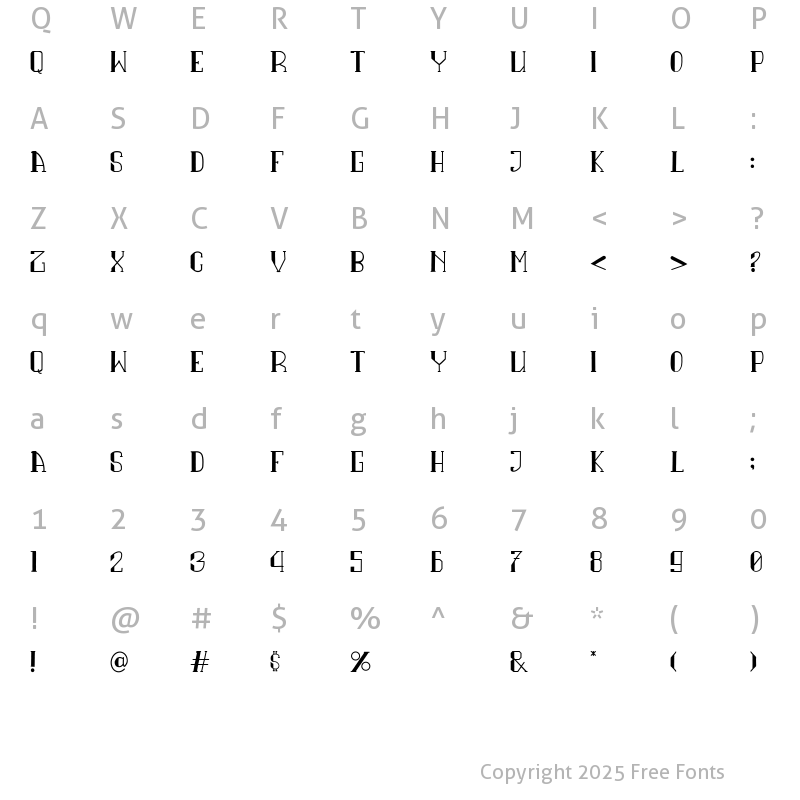 Character Map of Winktipe Regular