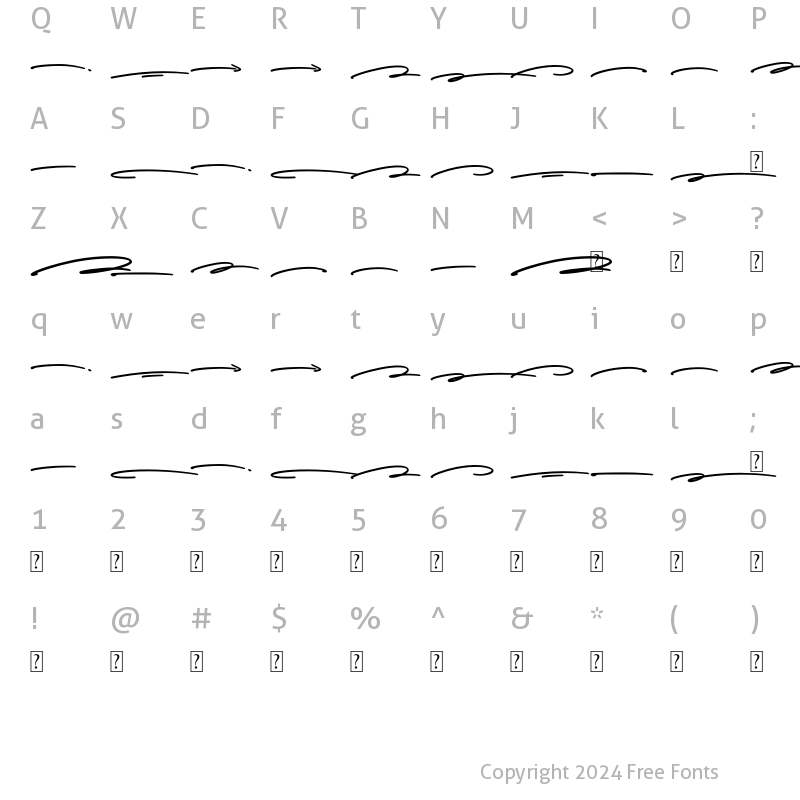 Character Map of Winlove Swash Regular