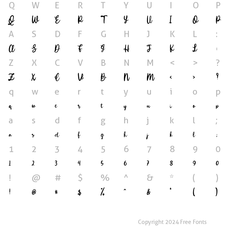 Character Map of Winola Regular