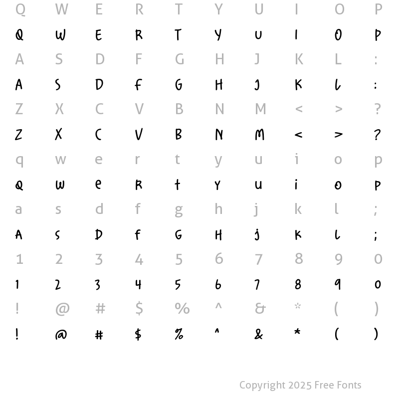 Character Map of Winsome Marker Regular