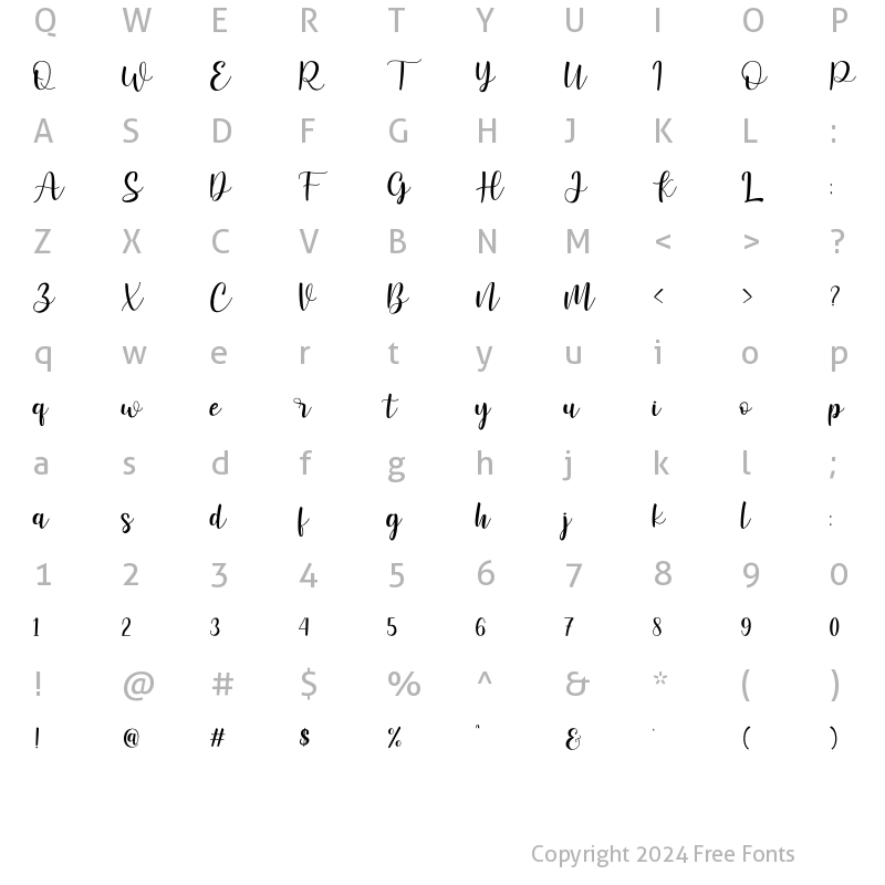 Character Map of Winstonia Regular