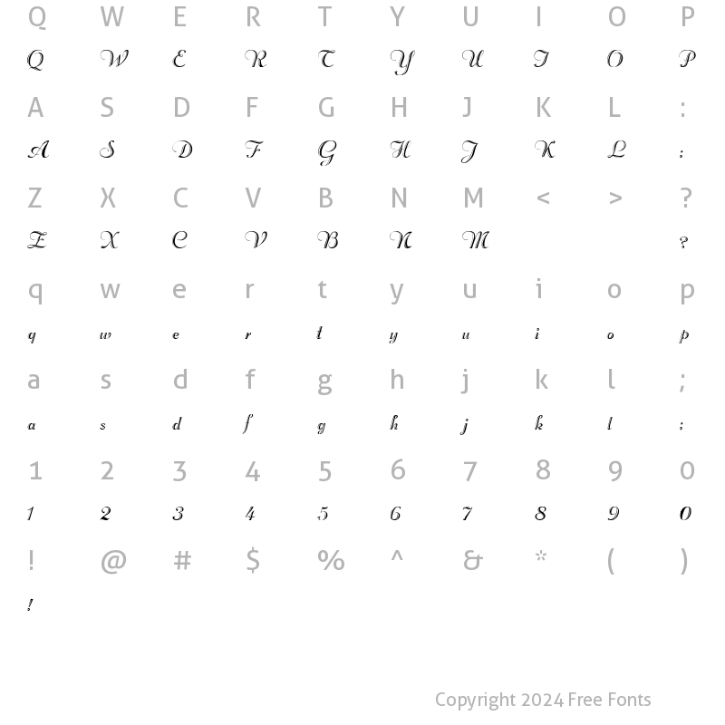 Character Map of WinstonScript Regular