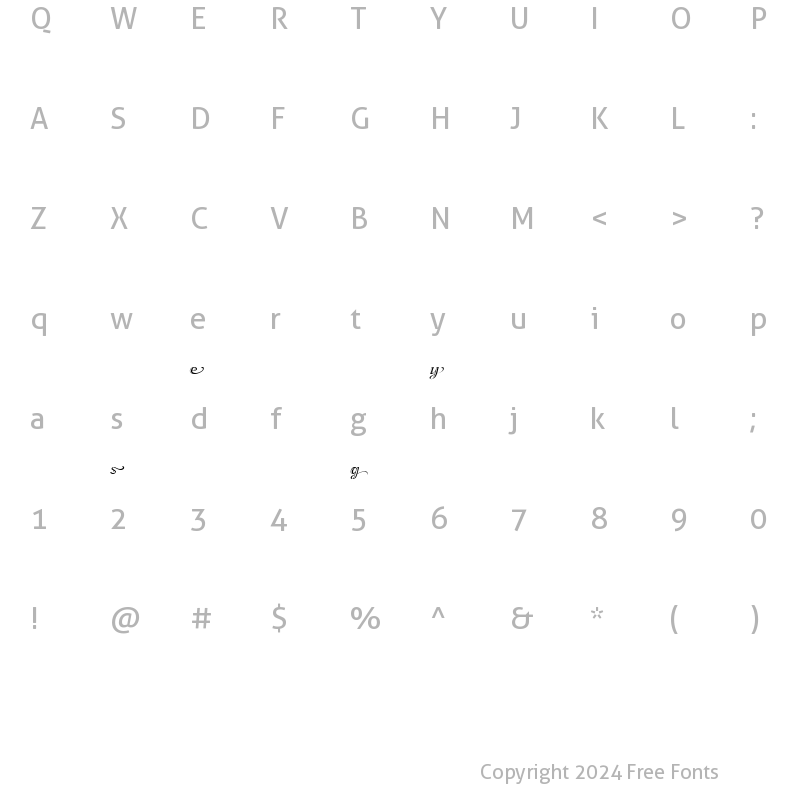 Character Map of WinstonScriptAlternates Regular