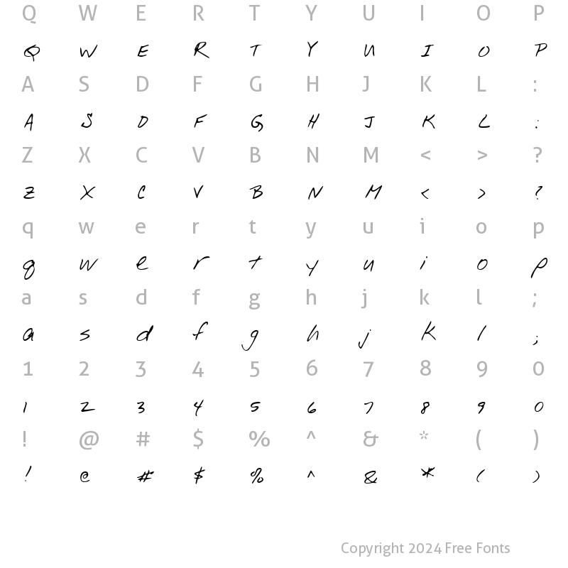 Character Map of WinstonsHand Regular