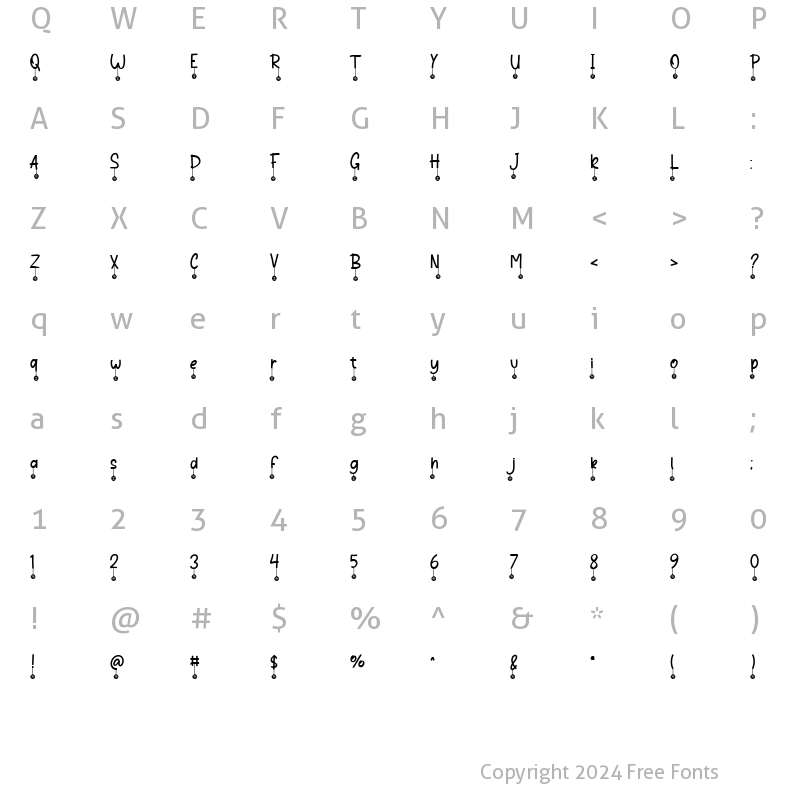 Character Map of Winter Bells Regular