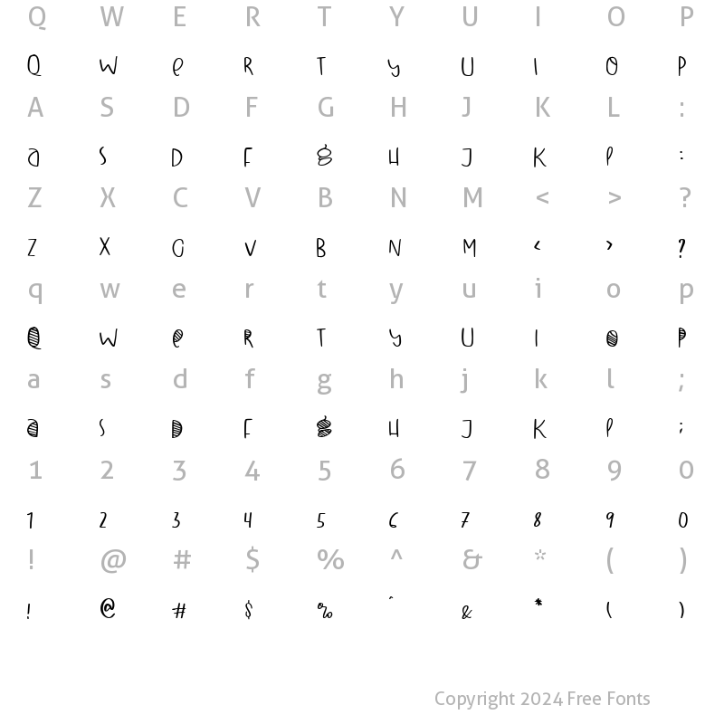 Character Map of Winter Day Regular