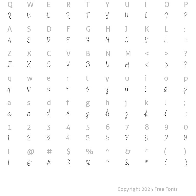 Character Map of Winter Girl Regular
