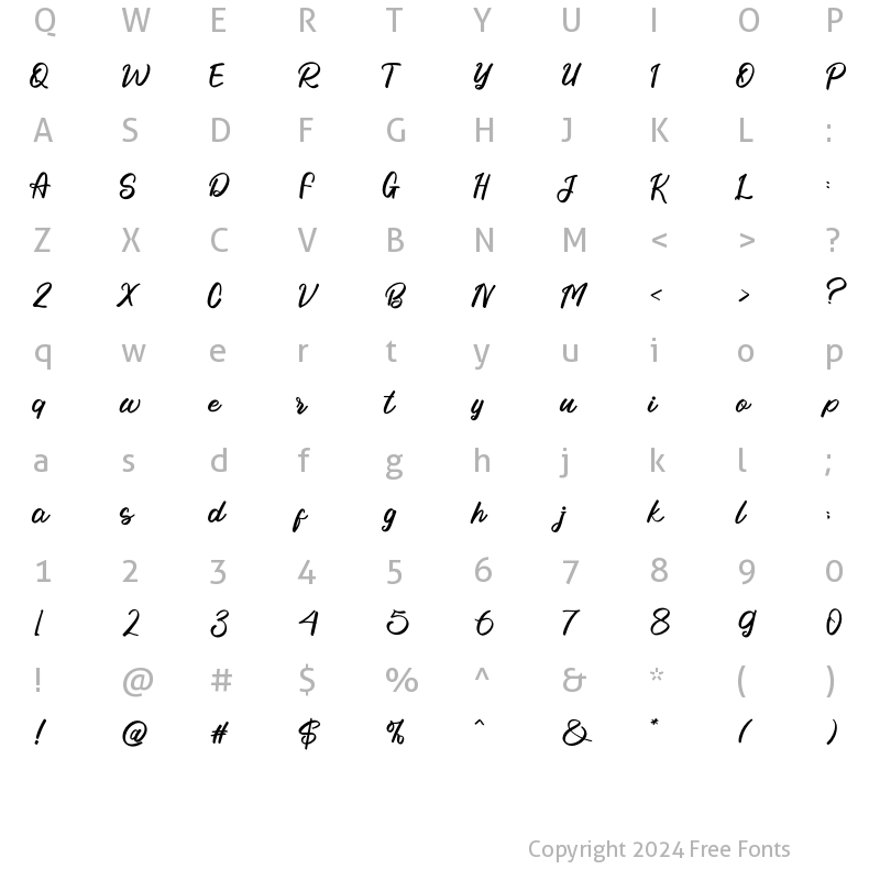 Character Map of Winter Snowslow Regular