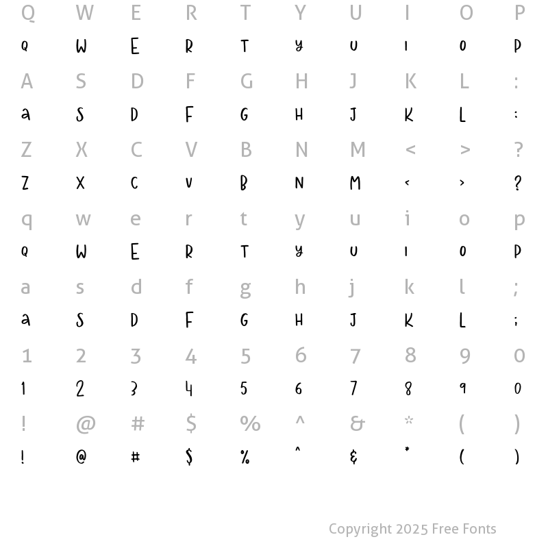Character Map of Winter Violet Sans