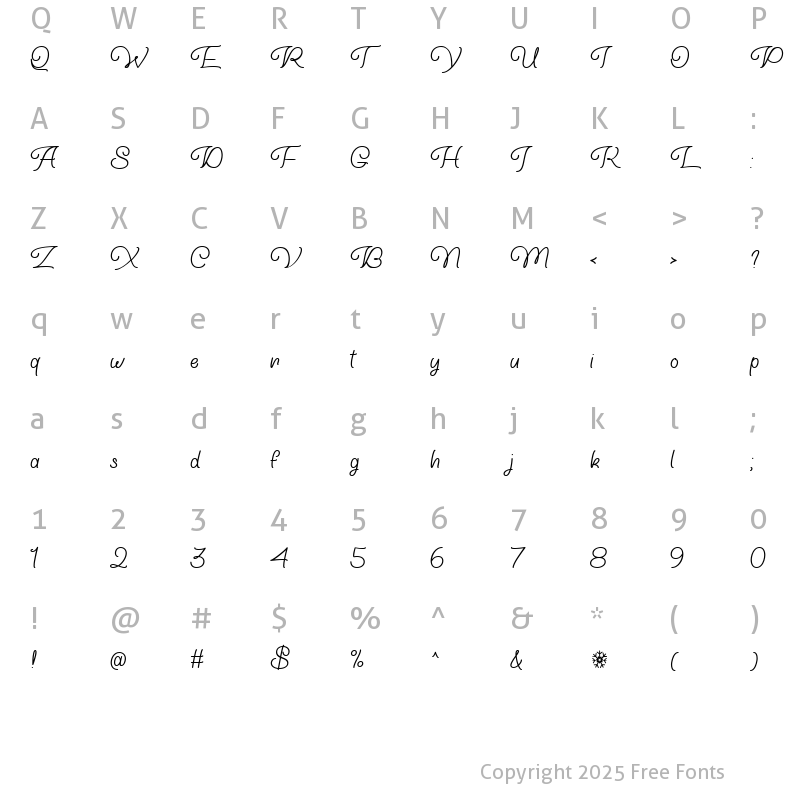 Character Map of Winter Wunsch Regular