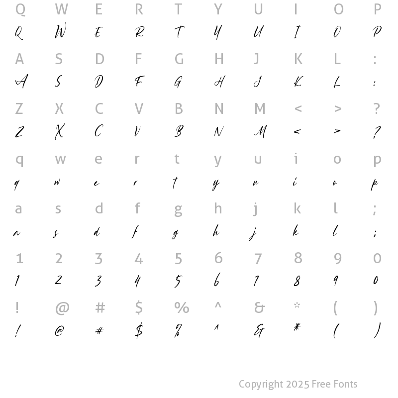 Character Map of Winterheath Regular