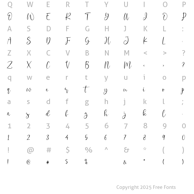 Character Map of Winterlust Regular