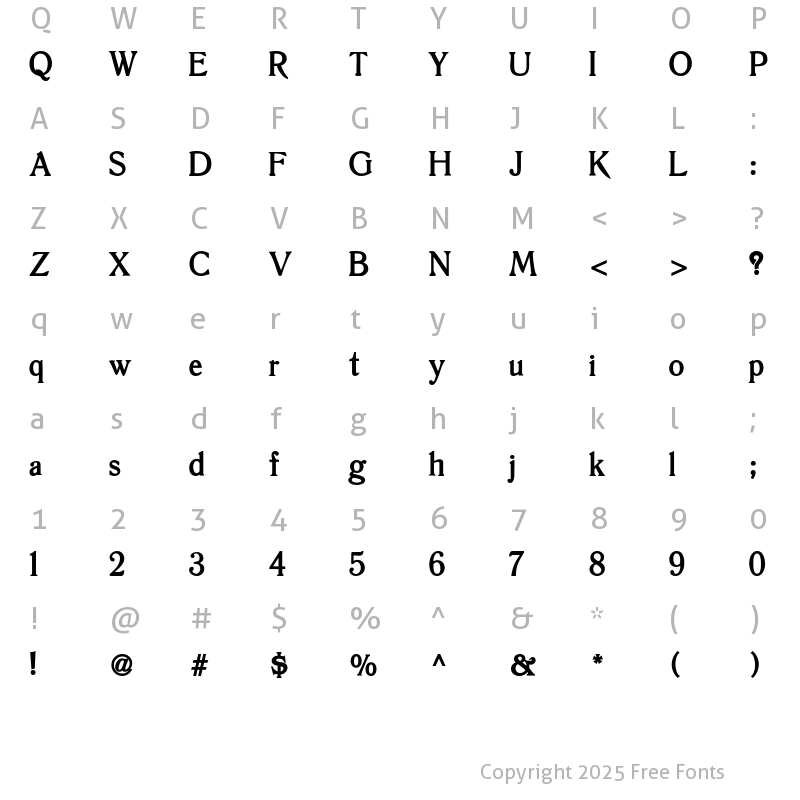 Character Map of WintersetSSK Bold