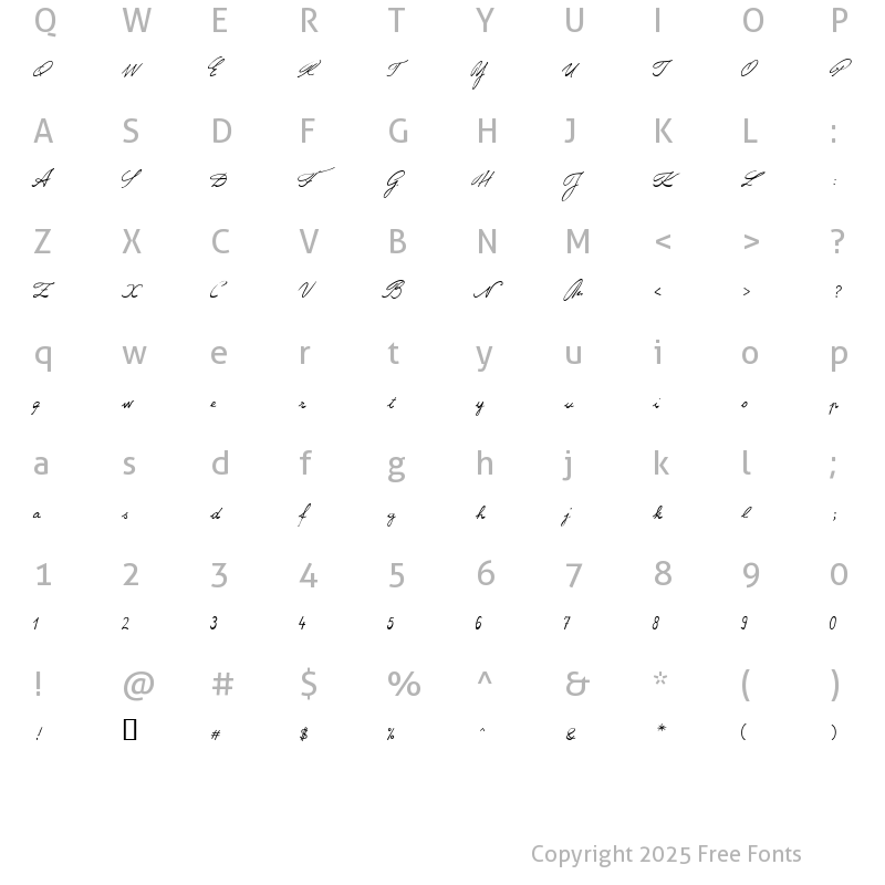 Character Map of WIPGrandMa Regular