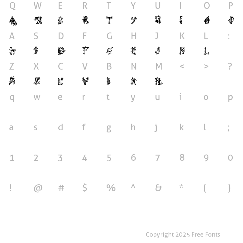 Character Map of Wiqued T Regular
