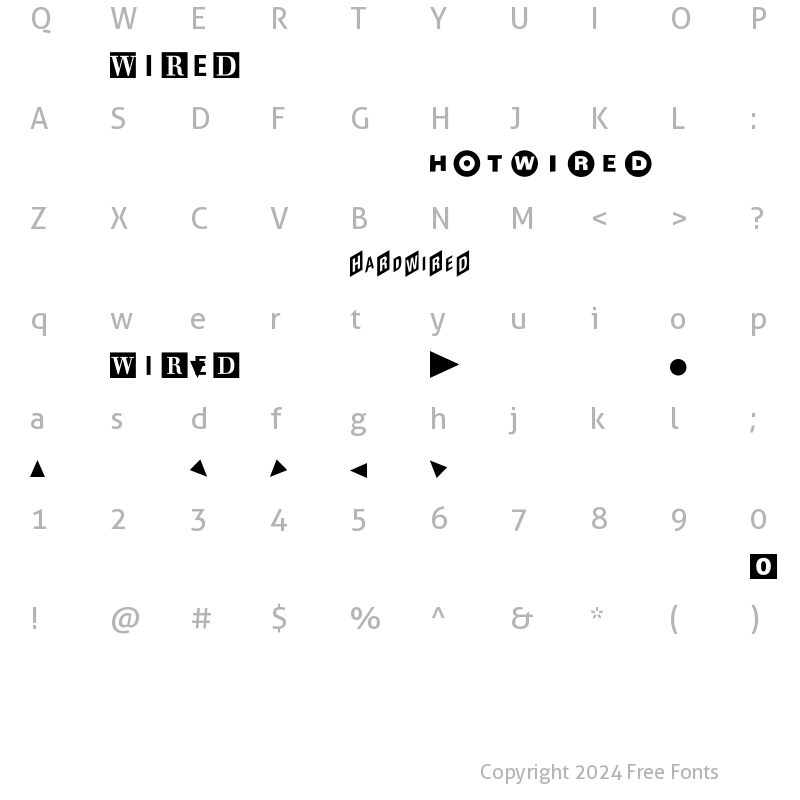 Character Map of WiredSpecial Regular