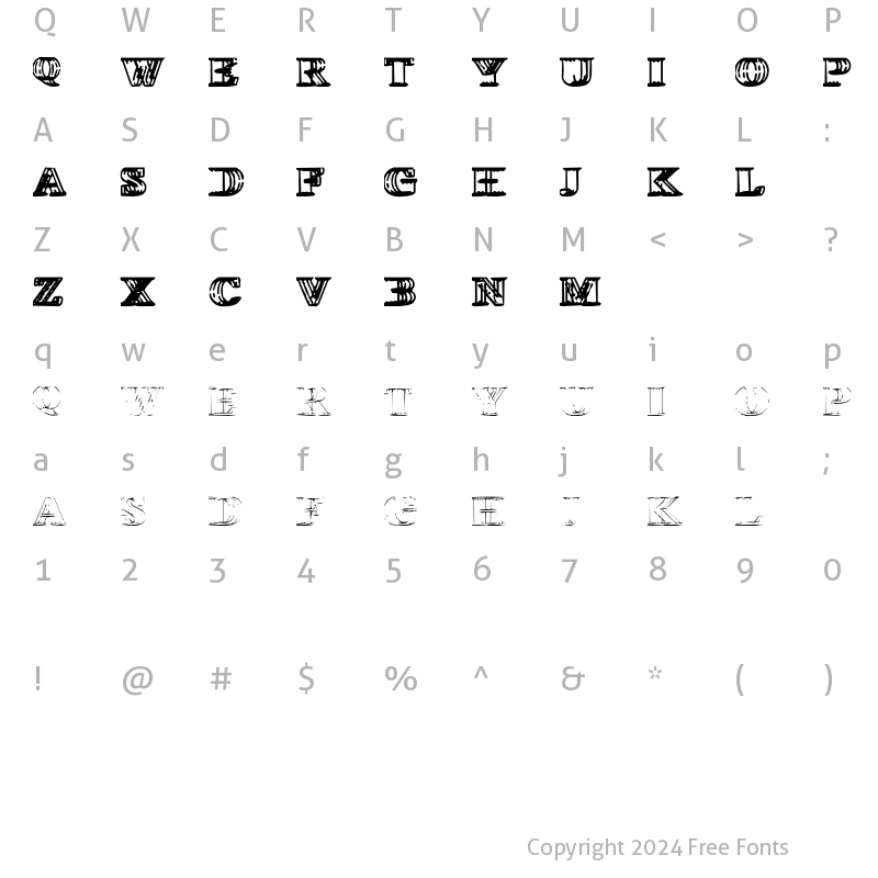 Character Map of Wireframe Davenport Regular