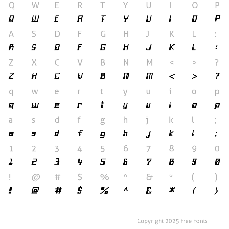 Character Map of WireTransferSSK BoldItalic