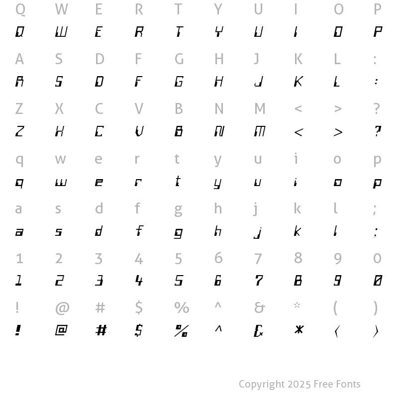 Character Map of WireTransferSSK Italic