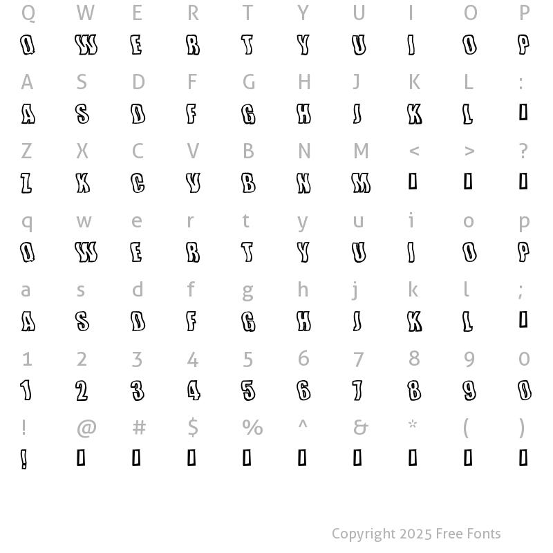 Character Map of WishfulWaves Regular