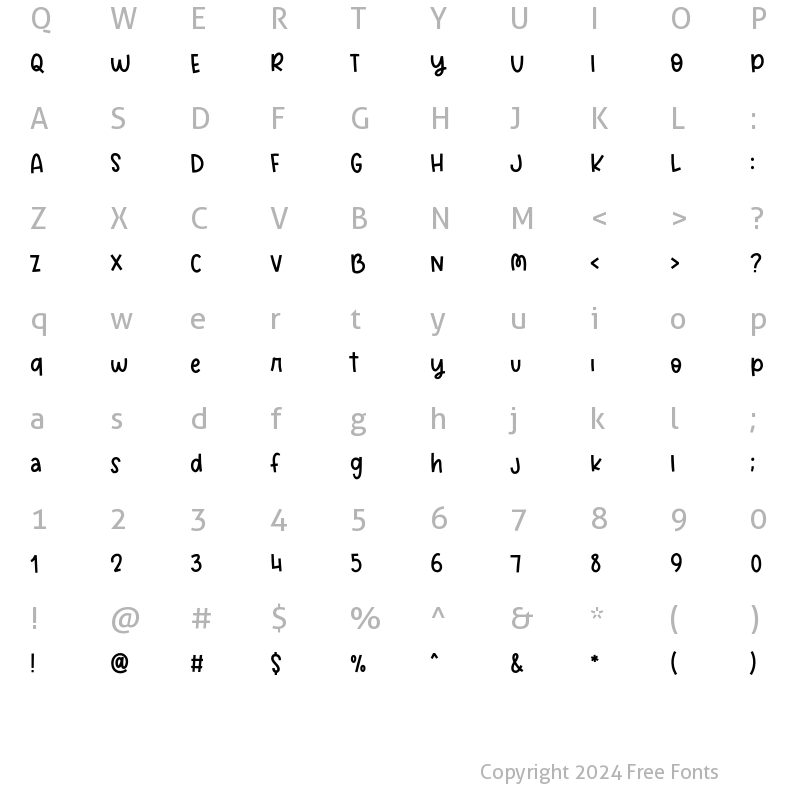 Character Map of Wishlist Font - Regular Regular