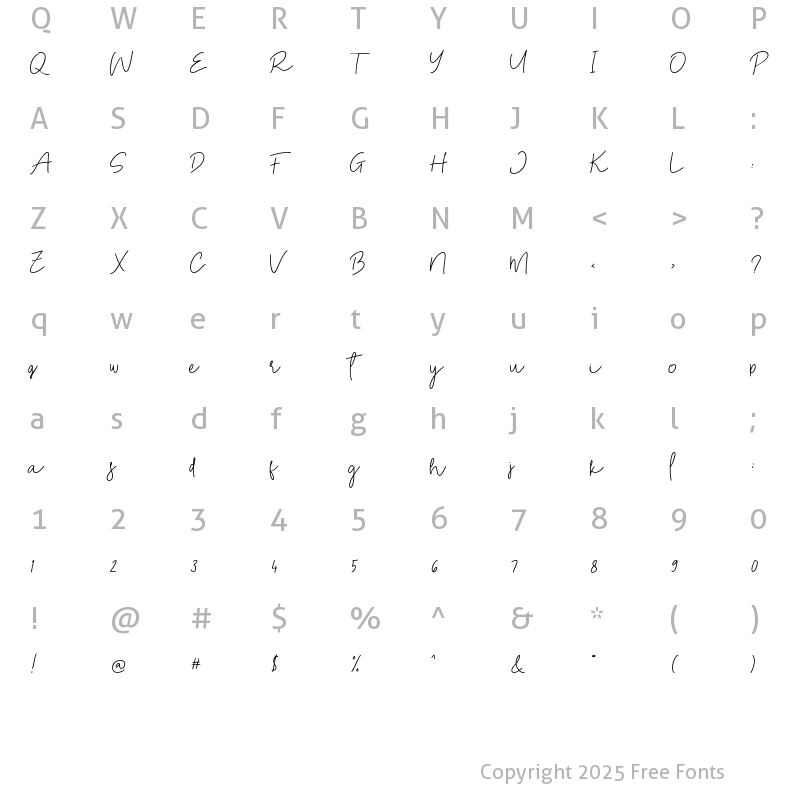 Character Map of Wishloved Demo Regular