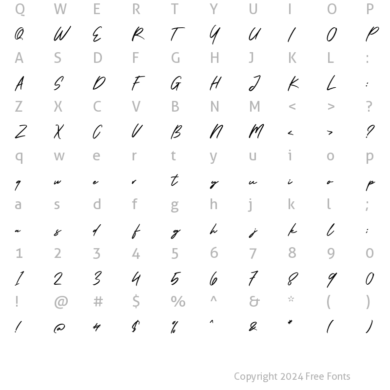 Character Map of Wismay Regular