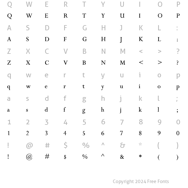 Character Map of Wisper Normal