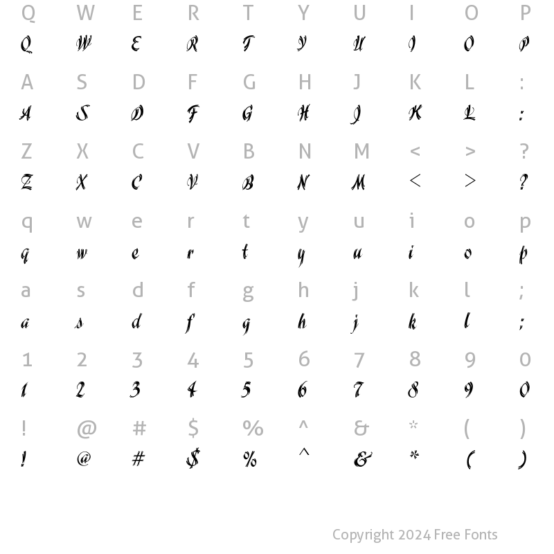 Character Map of Wisteria ITC Std Regular