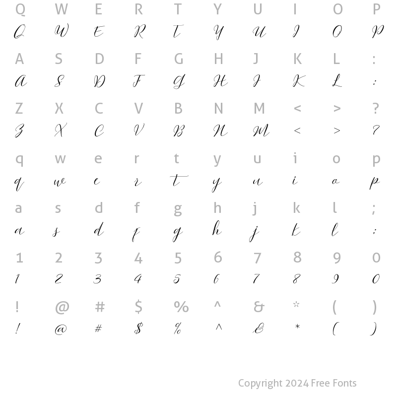 Character Map of Wisteria Regular